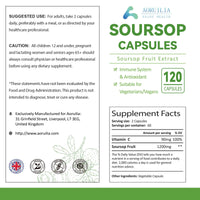 Aoruilia Soursop Capsules with Vitamin C - 1200mg Soursop per Serving - Soursop Fruit Extract Capsules for Immune & Antioxidant, Herbal Supplement for Men & Women, Natural & Vegan - 120 Capsules