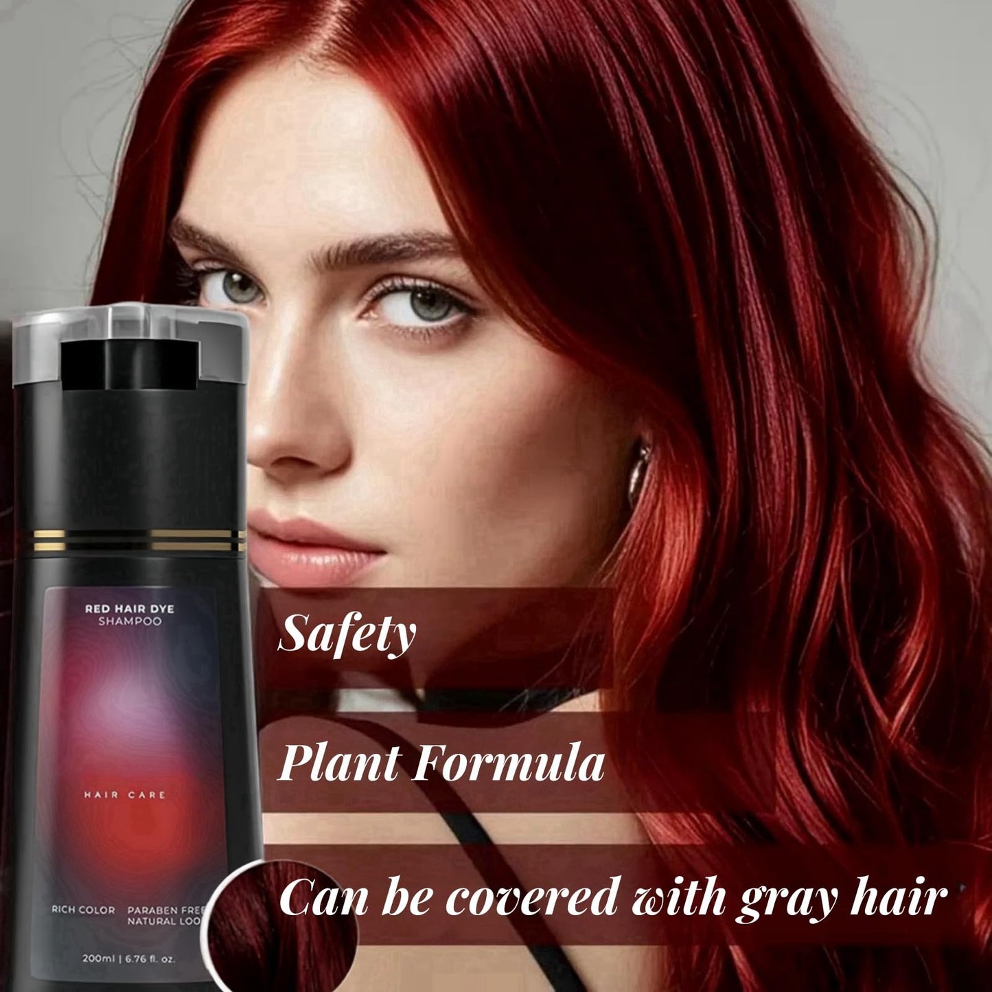 Xinyig Red Hair Care Instant Dye Shampoo,Hair Dye Shampoo Women,Polar Hair Dye Shampoo,Colouring Shampoo for Women,Anti Grey Shampoo,3 in 1 Instant Hair Dye Shampoo,Long Lasting Hair Color Shampoo(Red)