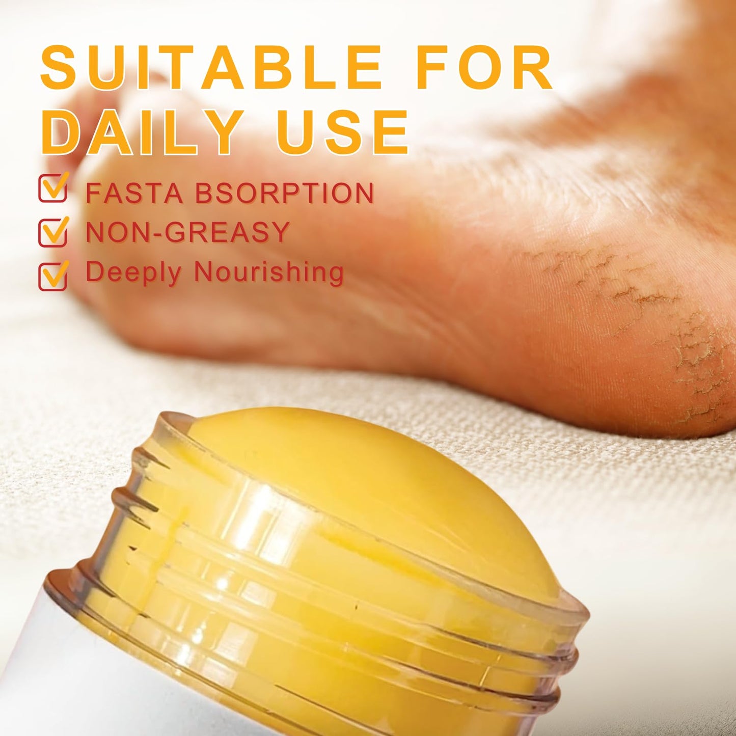 Tongyend 2PCS Urea Cream 60 Percent for Feet & Hands – Honey & Urea Foot Cream, Intensive Foot Moisturiser, Cracked Heel Repair Cream for Dry Skin & Hard Calluses (Orange, 2PC)