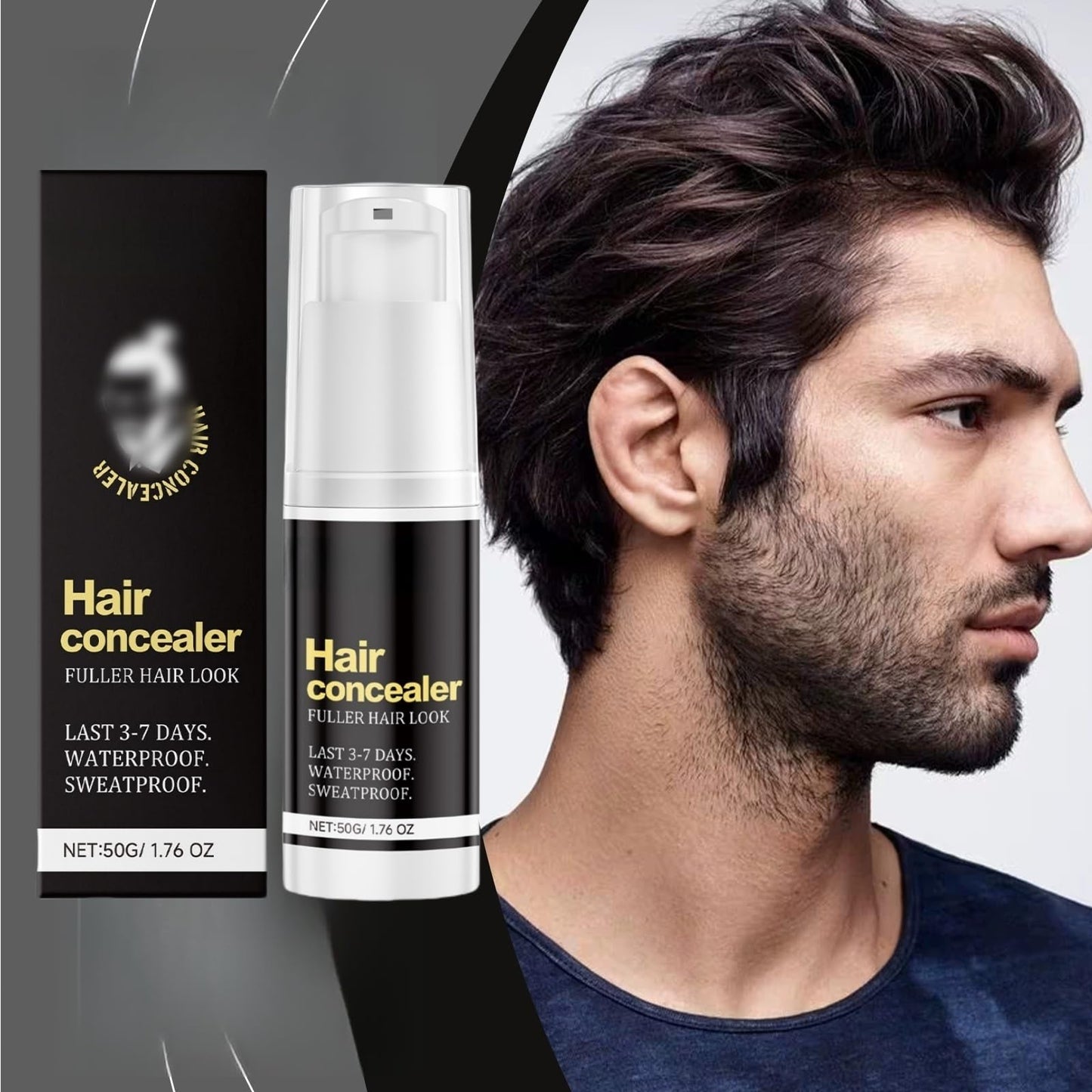 Jinjiar Hair Concealer,Hair Loss Concealer,Root Touch Up Hair Color,Water & Sweat Resistant Hair Loss Con-cealer,Easily Cover Loose Ha-ir,R-oot Cover Up,Ha-ir Root Touch Up,H-air Fibers for Men,Root Co-ver Up