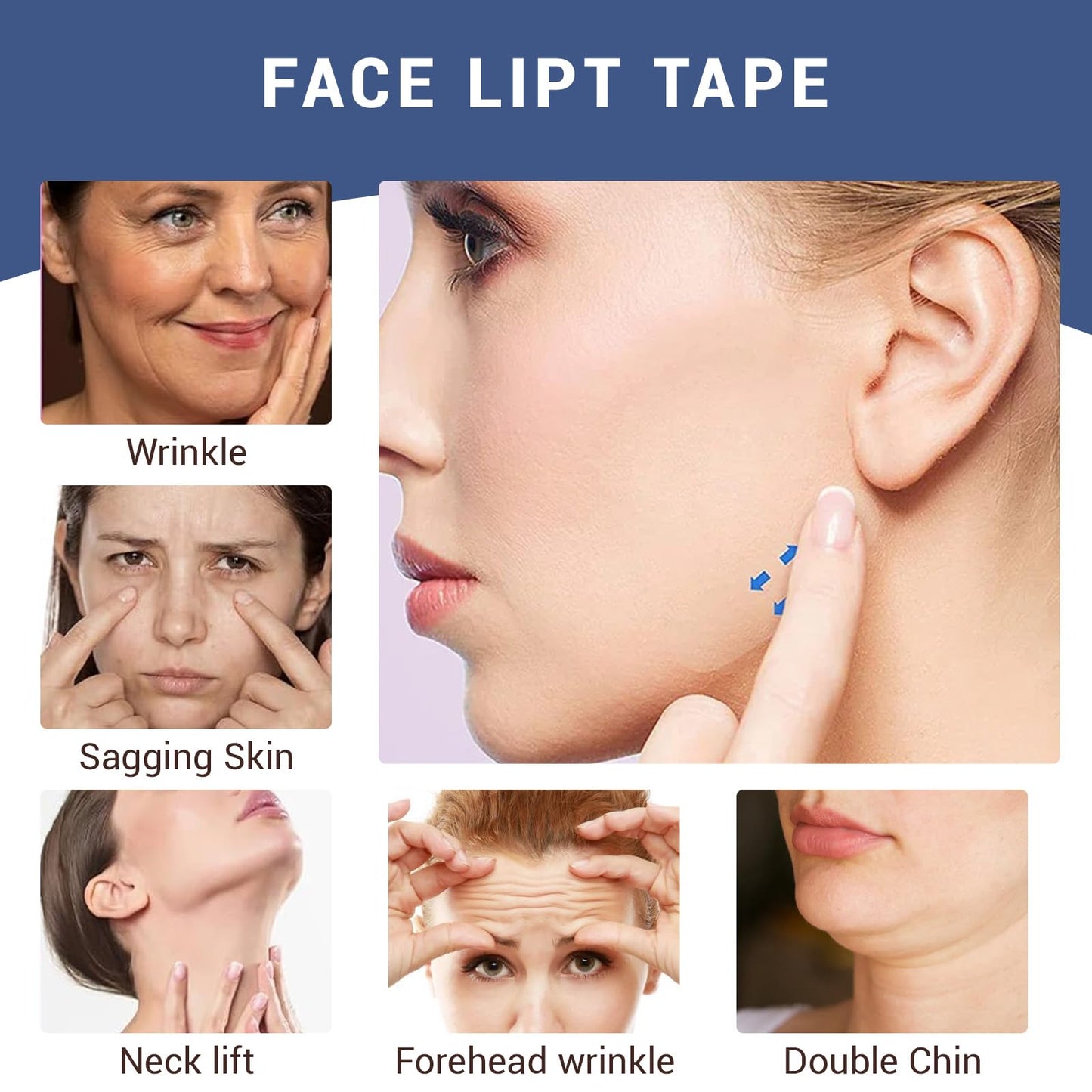 Bettinay 120 PCS Face Lift Tape Invisible, Waterproof Lifting Sticker for Hide Wrinkles Double Chin Saggy