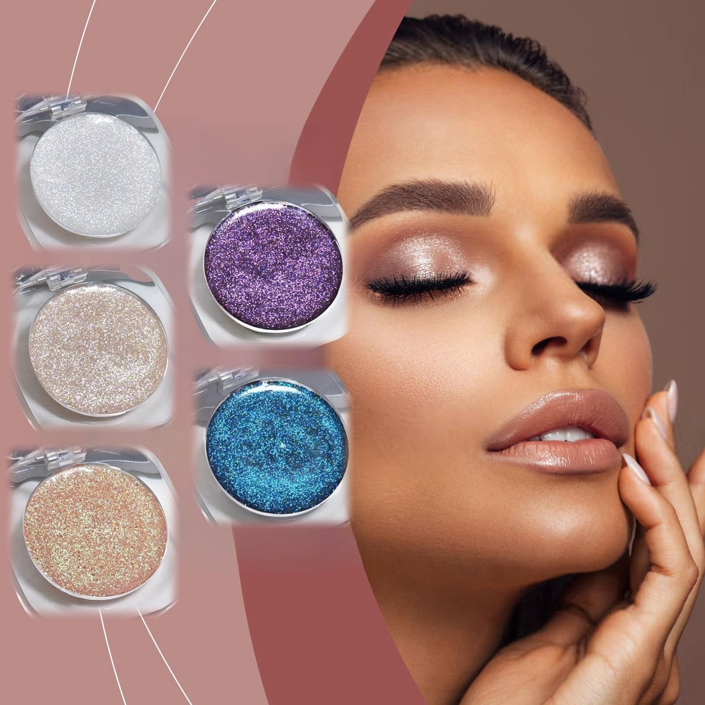 Jinjiar Eyeshadow Palette,Shimmering Creamy Eyeshadow,Glitter Cream Eyeshadow Palette,Eye Shadow Pallets for Women,Make-Up Palettes,Glitter Eyeshadow,Long-Lasting Waterproof Shimmer Eyeshadow,Eye Glitter,(04)