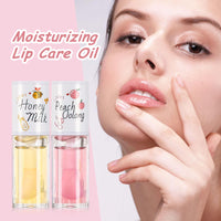 Leogony 2PCS Hydrating Jelly Cute Lip Glow Oil, Plumping Honey & Peach Lip Gloss, Moisturizing Fat Oils Lip Drip Set