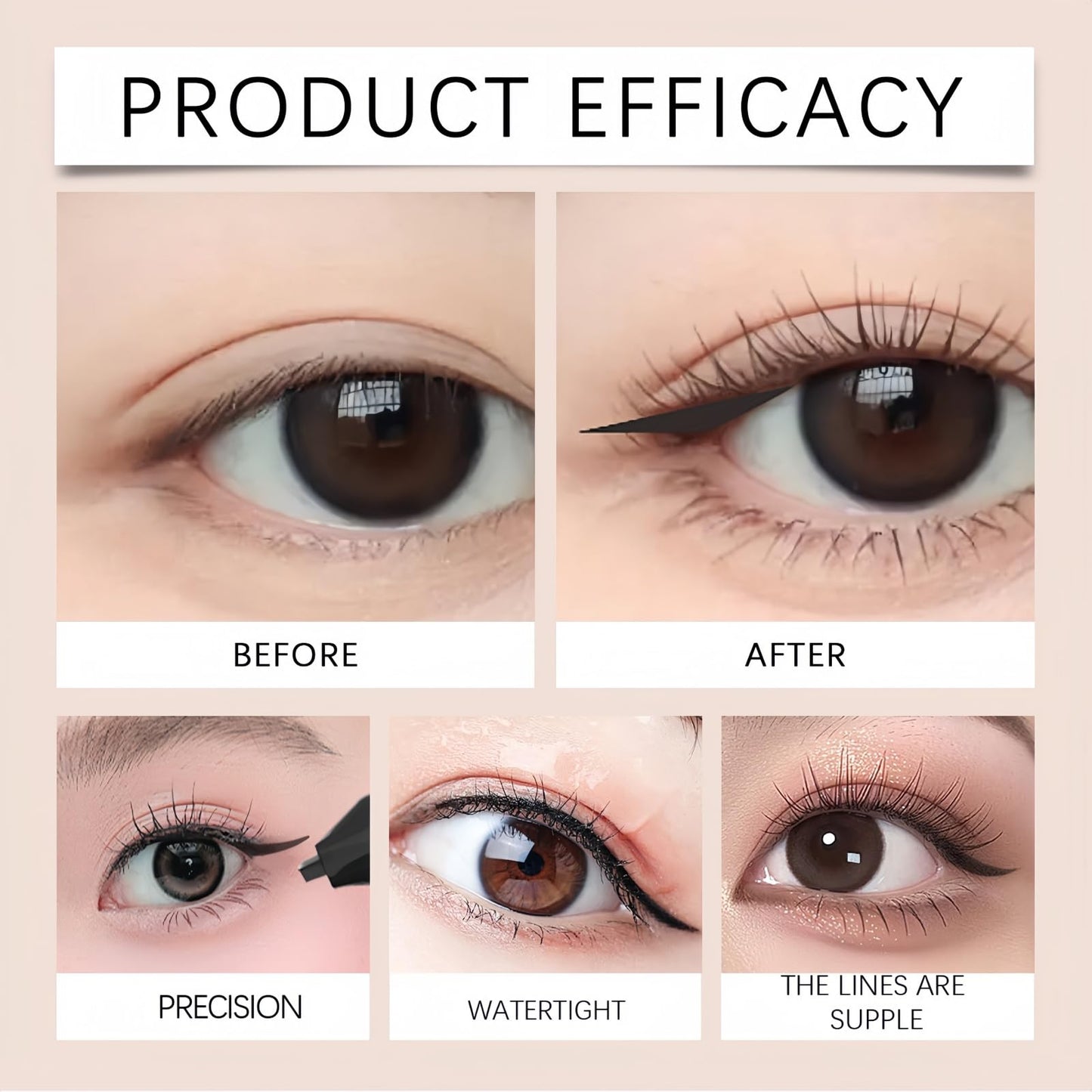 QinZiEn Eyeliner Stamp,Double-Tip Rotatable Winged Eyeliner Stamp,Waterproof Eyeliner,Non Smudge Eyeli/ner,Eyeli/ner Tool for Beginner,Eye Make-Up,Eyel/iner Stencil,Quick Dry Eye/liner Pen,Black Eye/liner