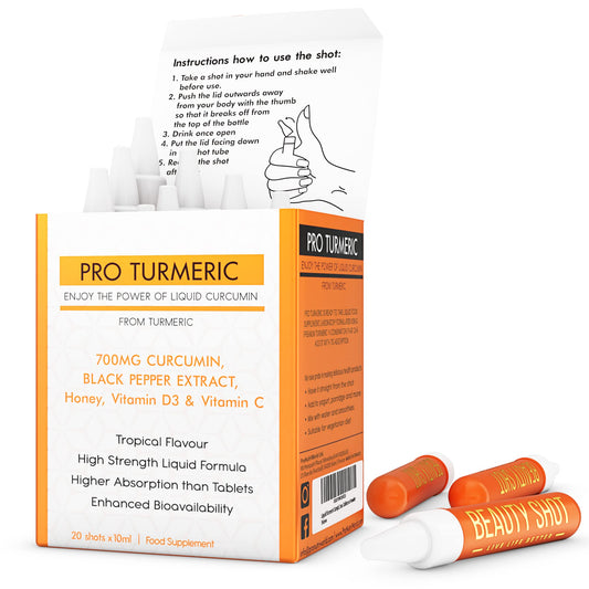 ProNutriWorld Vitamin D Turmeric Shots (20x10ml) 700mg Curcumin with Black Pepper, 20ug of Vitamin D3, Daily Defence, 3X Higher Absorption, Natural Ingredients, No Added Sugar