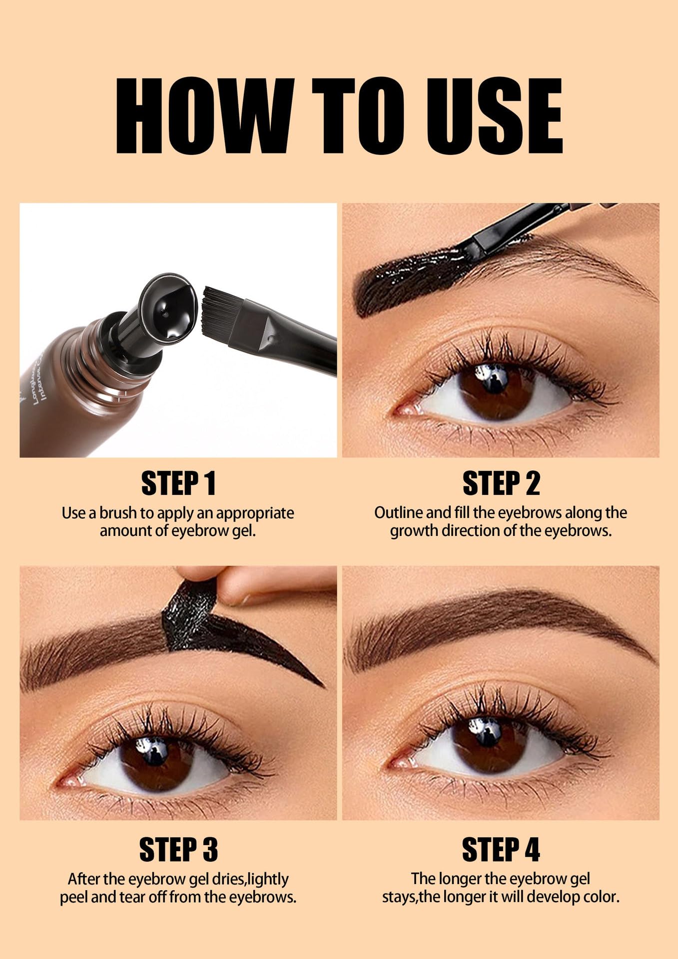Generic Eyebrow Tint and Eyelash Tint Kit with Waterproof Brow Dye Gel Gentle Formula for Sensitive Skin, Easy Peel Off Technology for Quick Application, Dark (01# Warm brown)