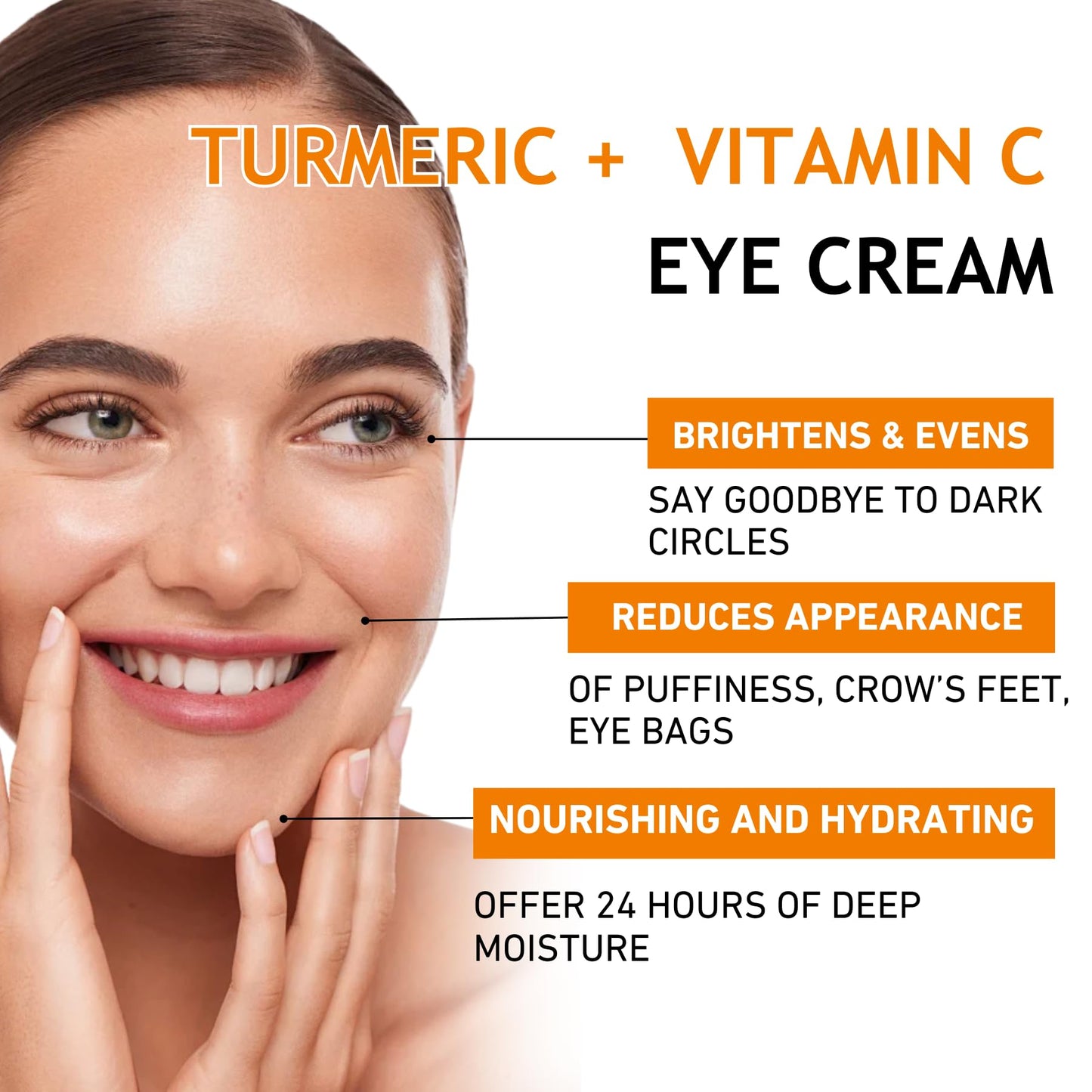 Trendyfave Vitamin C Turmeric Eye Cream Anti Aging, Under Eye Cream for Dark Circles, Eye Cream For Dark Circles And Puffy Eyes, Turmeric Cream For Even_Skin Tone,Moisturizing,Smooth Fine Lines - Travel Size
