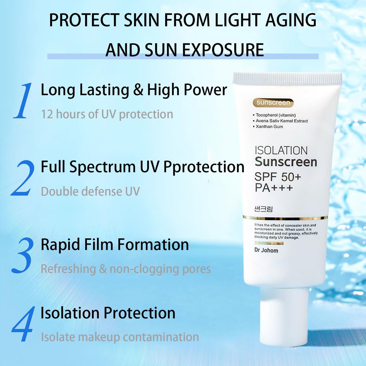 CTUBLIAUNX Sunscreen SPF 50 Daily Defense, Sun Cream Waterproof, Suncream Factor 50 Lightweight & Moisturizing, Face Sun Cream SPF 50 No White Cast, UVA/UVB Protection for All Skin Types (50g)