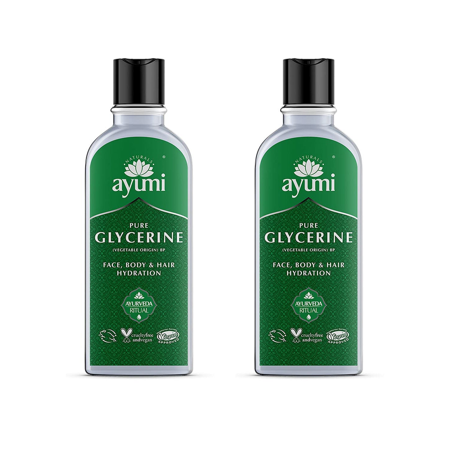Ayumi Pure Glycerine, Locks in Skin Hydration & Attracts Water to the Skin, Prevents Dry Skin & Leaves it Feeling Smooth, Can be Used For Face Masks - 2 x 150ml