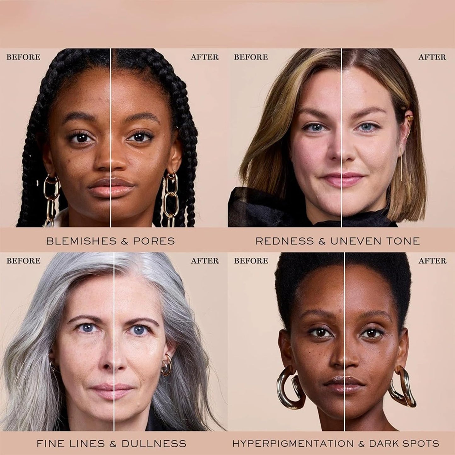 GCVSE 4-in-1 Colour Changing Foundation | Medium Spectrum Foundation for All Skin Types | 24H Hydration & Anti-Aging | Lightweight, Waterproof Coverage (40g)
