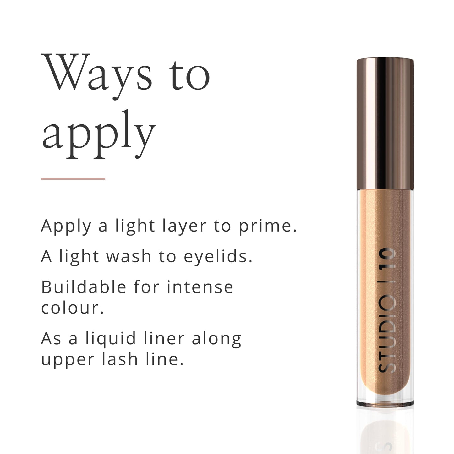 Studio 10 Liquid Foil I-Radiance Eyeshadow - Shimmer Liquid Eyeshadow with Moisture Boosting and Long-Wearing Formula - Metallic Eyeshadow Liquid in Shade Sable