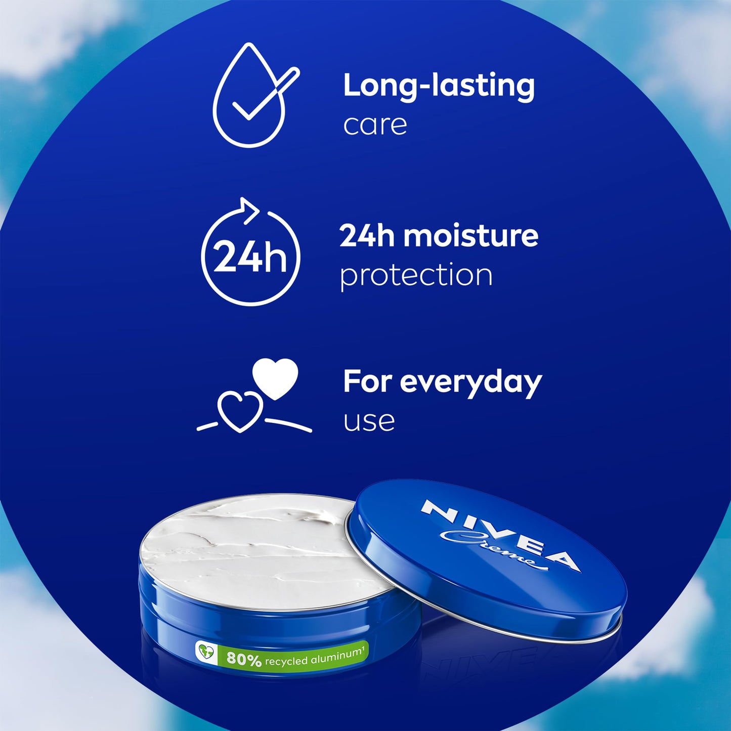 NIVEA Creme Tin (75ml), Moisturising Cream Provides Intensive Protective Care for Soft and Supple Skin, Ideal for Daily Use as a Face, Hand, or Body Cream