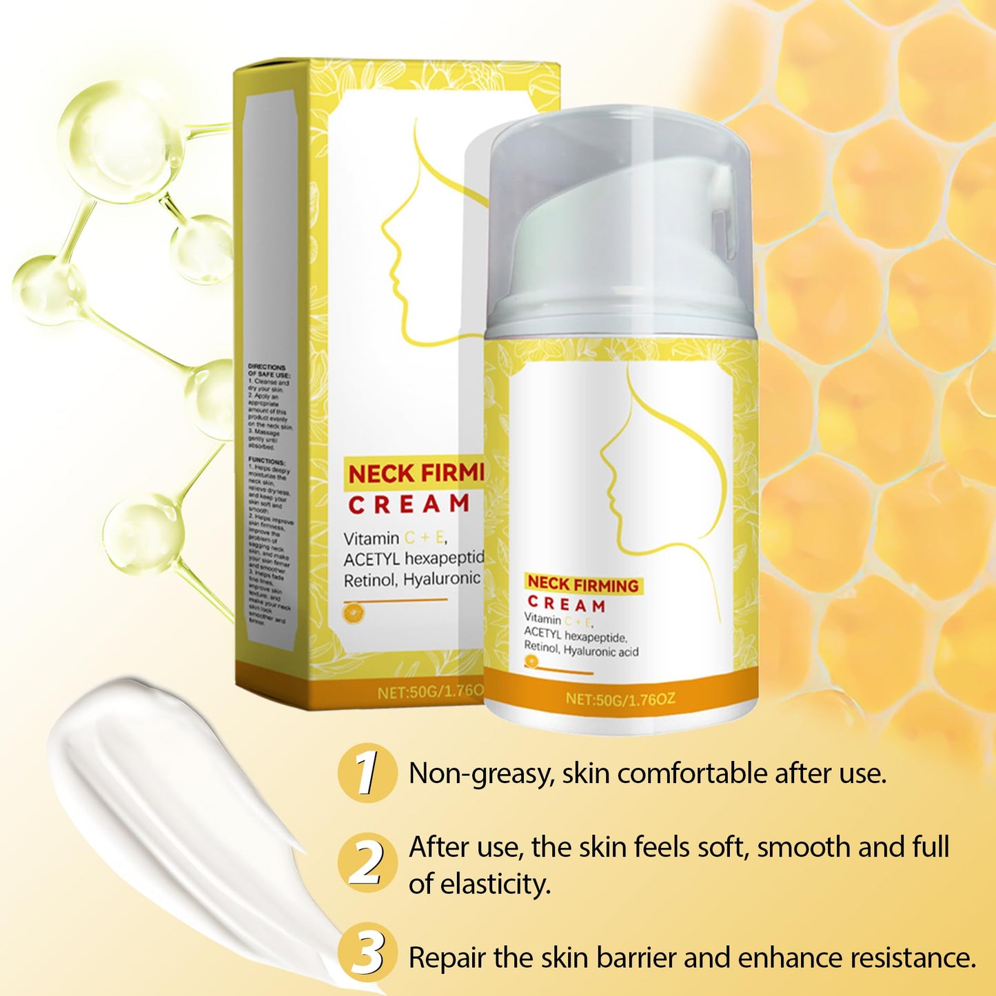 INBOLM Neck Firming Cream,Retinol Collagen Anti-Aging Neck Cream Reduces Wrinkles Fine Lines and Double Chin Tightens and Lifts Sagging Skin Suitable for Women to Lift and Moisturize