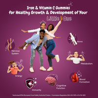 Iron & Vitamin C Gummies for Kids - 4 Months Supply - 120 Gummies - Natural Mixed Berry Flavour - Kids Iron Gummies for Energy & Immune System - Vegan Iron Supplements for Kids - No Aftertaste