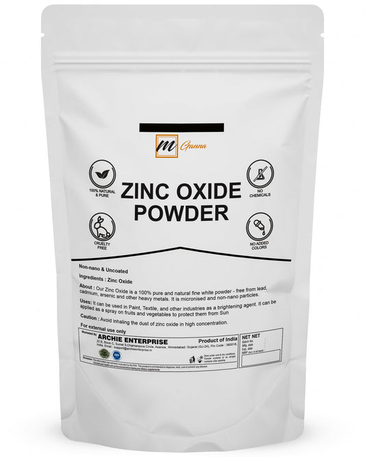 mGanna 100% Natural Zinc Oxide Powder (Non-Nano and Uncoated) for Skin Hair and Health Care 1 LBS / 454 GMS