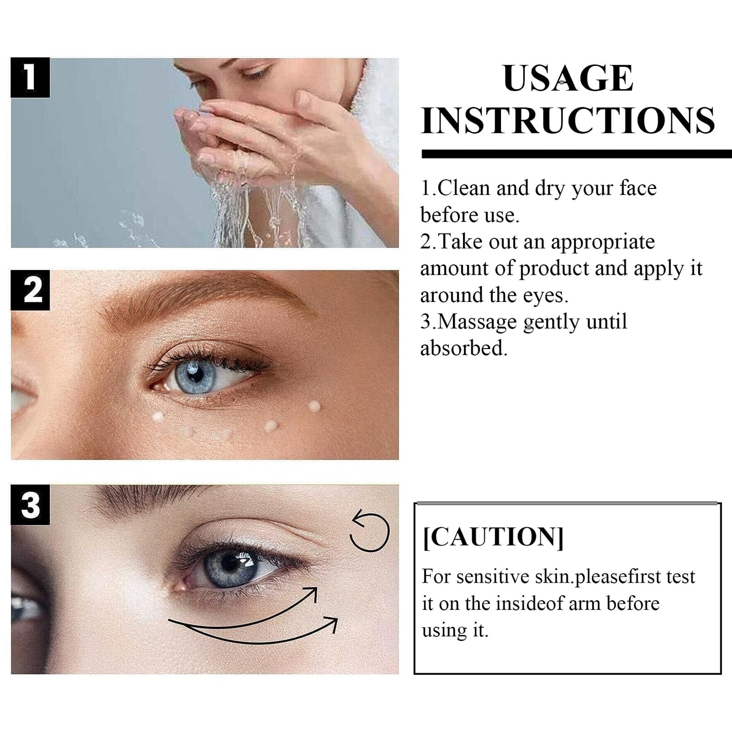 Guegine Instant Eye Tightener, Eye Bag Cream Instant Firmx Eye Tightener for All Skin Eye Cream for Tightens and Smoothes for Dark Circles Fine Lines Puffiness,Fade Fine Lines (2PCS)