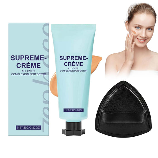 COWANIEE 2 Pcs Supreme Cream All-over Complexion Perfector Set, Waterproof & Transfer-resistant Skin Tint, Long-lasting Supreme Creme