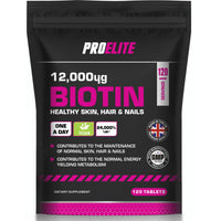 Biotin Hair Growth Supplement 12,000mcg - 120 Vegan High Strength Biotin Tablets - Hair and Nails Vitamins for Women & Men - Supports Hair, Skin & Nail Growth Vitamin B7 Tablets - PROELITE