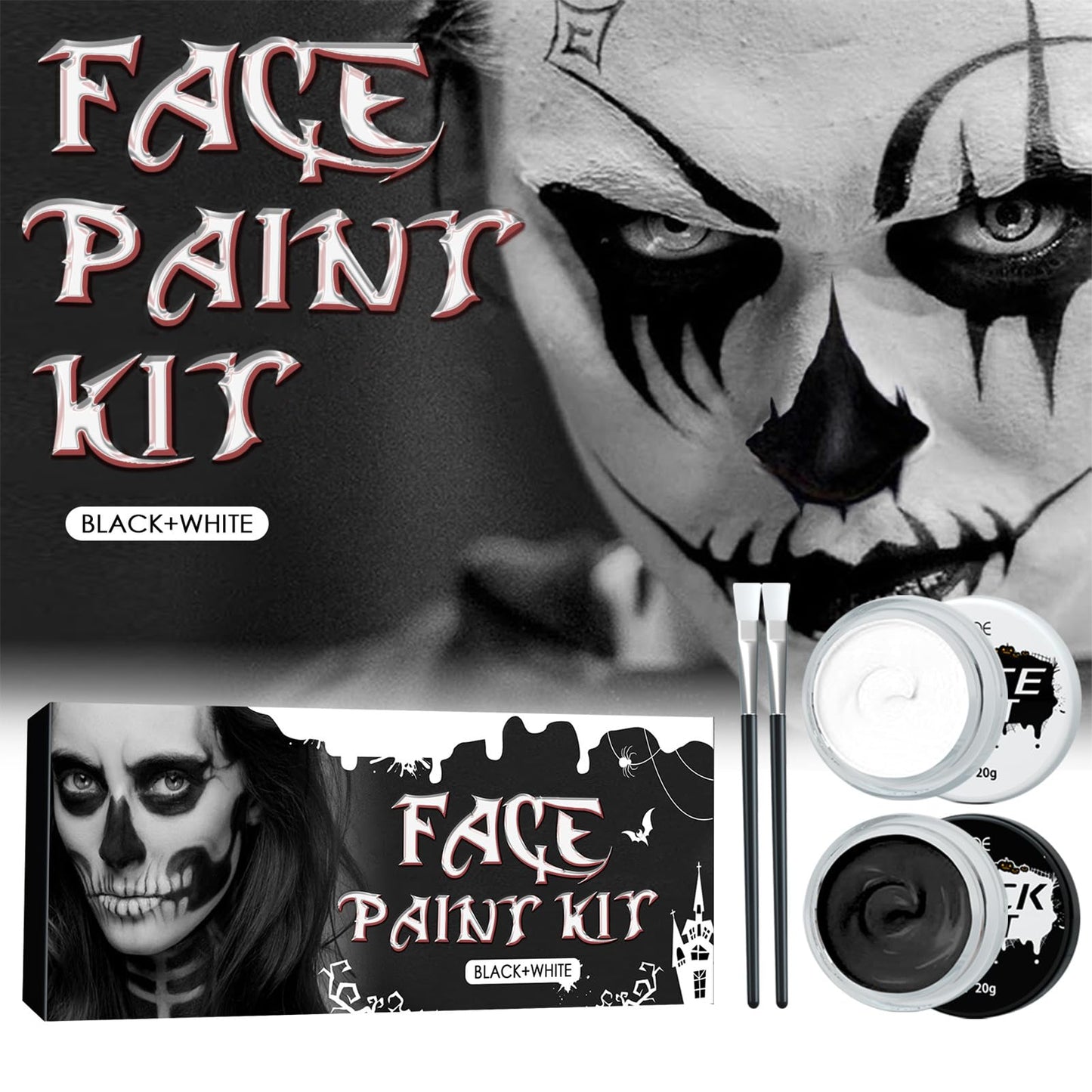 Maggidea Body Paint Color Bruise Wheel Special Effects SFX Zombie Makeup Kit Halloween Professional Non Toxic Face Body Paint Oil Sfx Makeup Set (01) (Black+White)