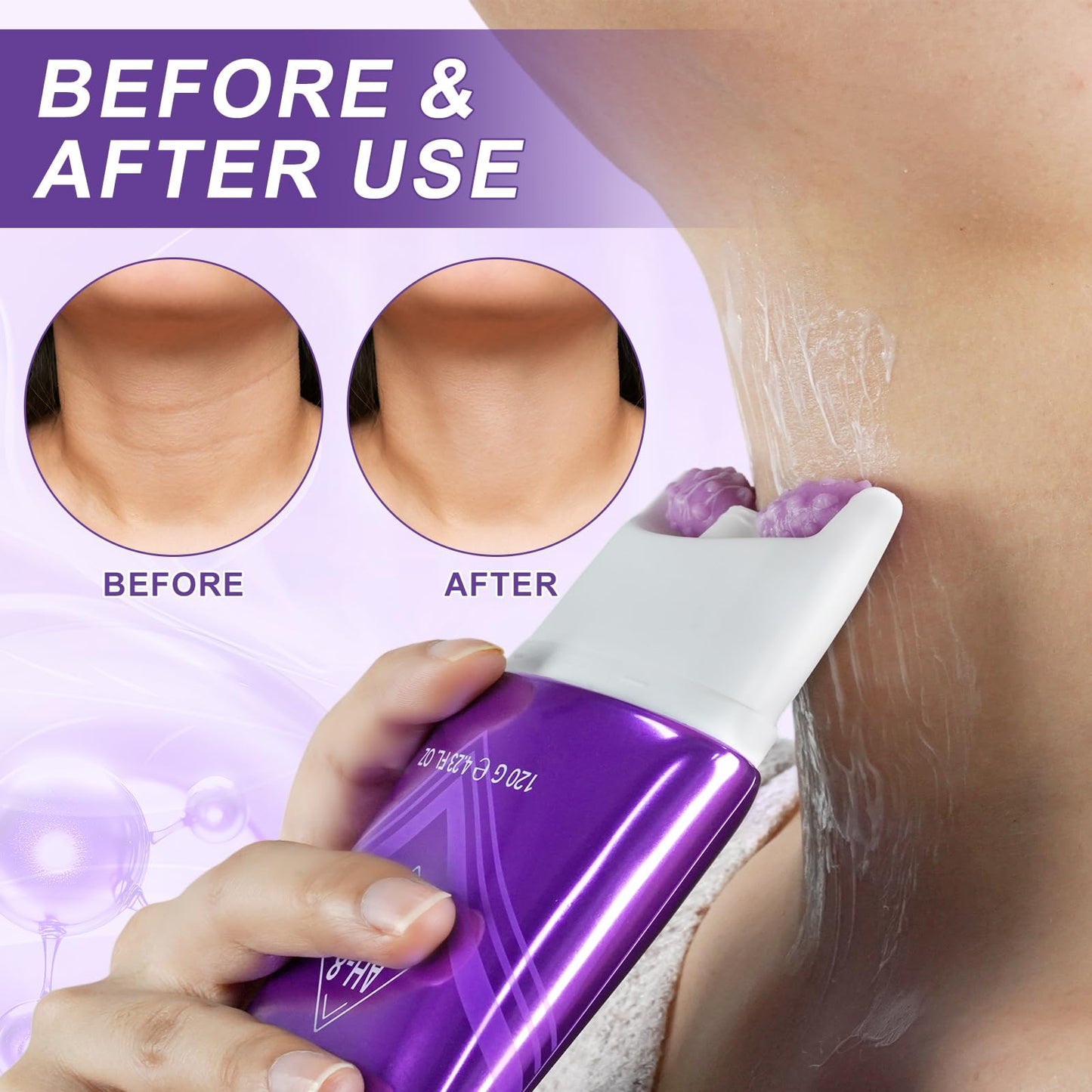 Dvoevivh Neck Firming Cream Tighten And Lift Neck Cream Ah-8 Firming Neck Cream Contain Hexapeptide With Double Roller Massage Reduce Wrinkles Fine Lines And Double Chin Firm And Lift Sagging Skin 120g