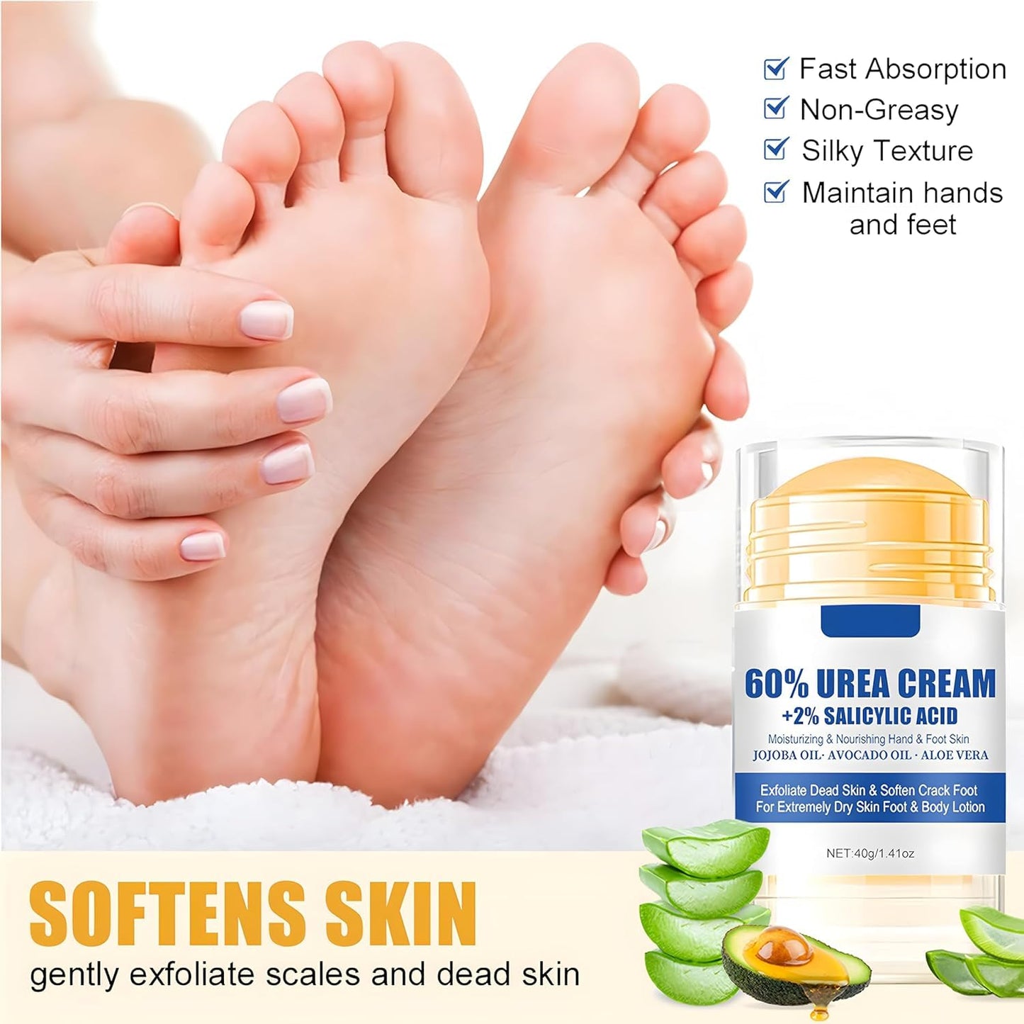 KoolShiro Urea Cream 60% for Feet, 2025 New Maximum Strength Foot Cream for Dry Cracked Skin and Feet, Urea Foot Cream, Foot Moisturiser, Repairing Creams for Heels, Knees, Elbows & Hands