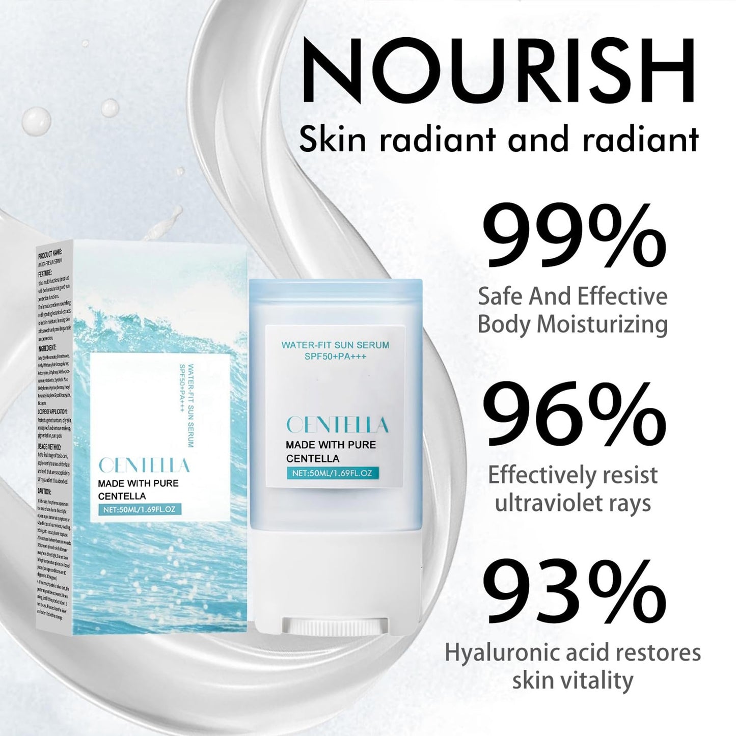 ISBEAUSOLS Centella Sun Stick SPF50+ PA+++ - Mineral Sunscreen SPF 50+ - Face Sun Cream SPF 50 Strong UV Sunblock Stick - Quick Soothing Lightweight Korean Sunscreen - Invisible S-unscreen S-tick for Face & Body