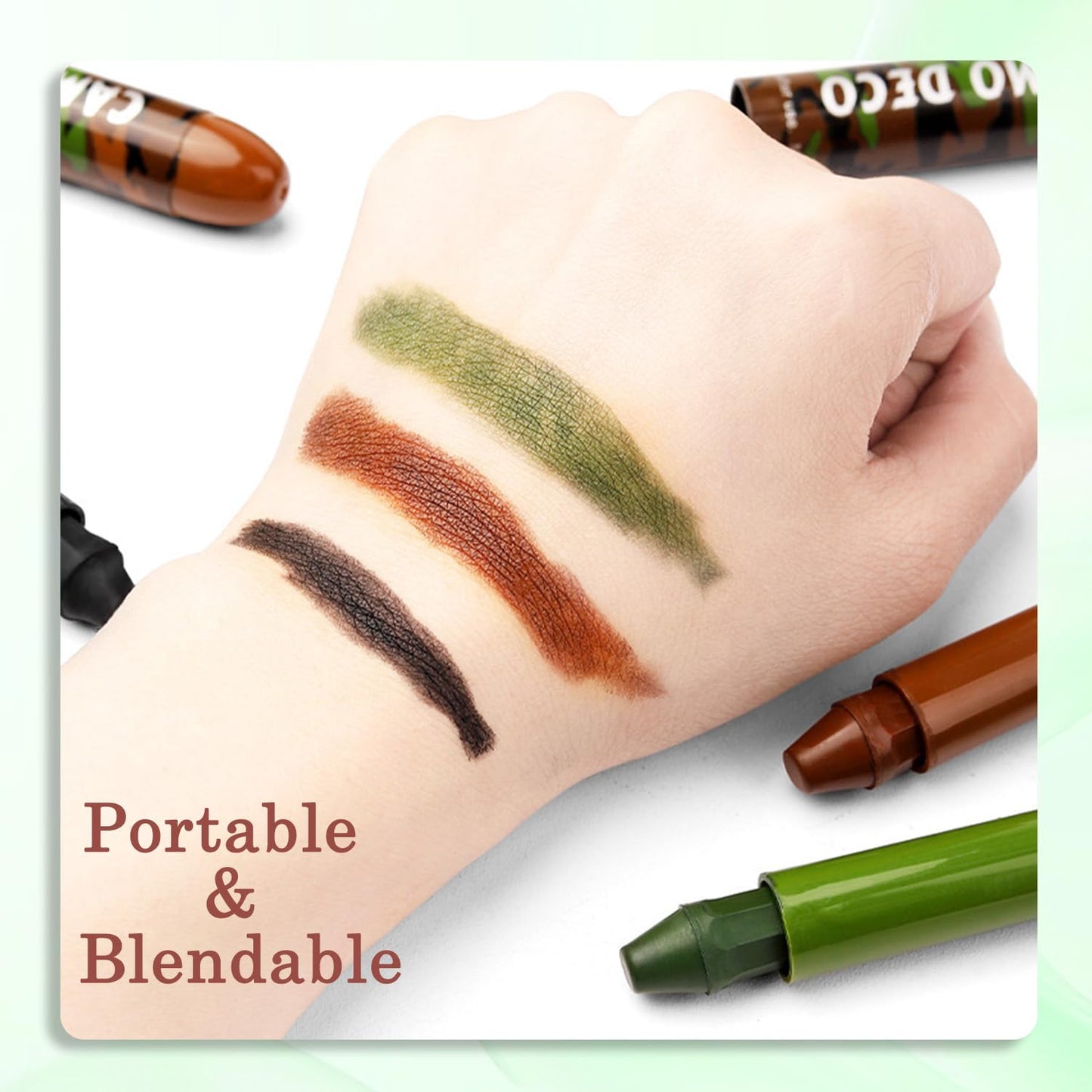 Camo Face Paint Stick Set , Waterproof & Sweat-Resistant Body and Eye Camouflage for Hunting, Military Training & Outdoor Survival– 3 Colors (Black/Brown/Green)