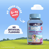 Natures Aid Bluey Kids Immune Support Gummies - Vitamin C, Zinc and Elderberry to Support Immunity and Immune System - Mixed Berry, No Added Sugar, Vegan, Gluten Free - 30 Gummys for Children Ages 3-12