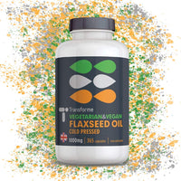 Flaxseed Oil Capsules Vegan Omega 3 6 9, 2000mg Serving, ALA, LA and Oleic Acid, 360 1000mg Softgels, Vegetarian Cold Pressed Flaxseed Oil, UK Made, by Transforme