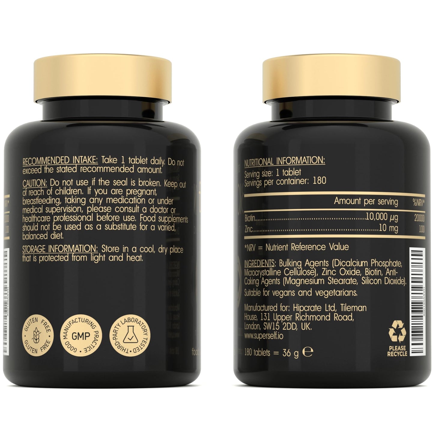 Biotin Hair Growth Tablets - Hair Skin and Nails Vitamins for Women & Men - 180 Biotin Tablets with Zinc 10000 mcg - High Strength Biotin Supplements - UK Made - Superior Absorption