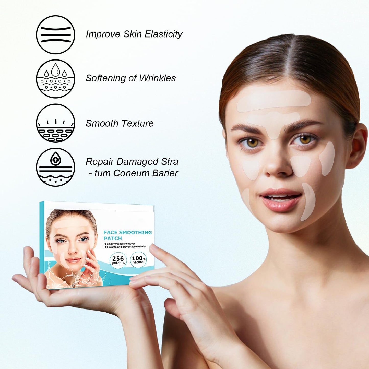 wimony 256 Pcs Wrinkle Patches,Facial Wrinkle Patches,Wrinkle Remover Strips,Pure Collagen Anti Wrinkle Patches,Wrinkles Treatment Patches,Smooth Eye,Mouth,Forehead Wrinkles,Moisturize Forehead&Between Eyes