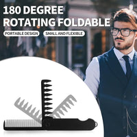 2-In-1 Folding Pocket Comb for Men,Folding Comb Travel Foldable Brush Co/mb Portable Hair Brush,Portable Fine Tooth & Wide Tooth Travel Co-mb,Foldable Hair Br/ush,Fold-ing Co/mb,Tra-vel Br/ush