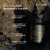 PUROVITALIS Spermidine Fusion 5mg, 30 Servings (30 Vegan Capsules), with Zinc, Vitamin D3 & B12, Anti-ageing Supplement
