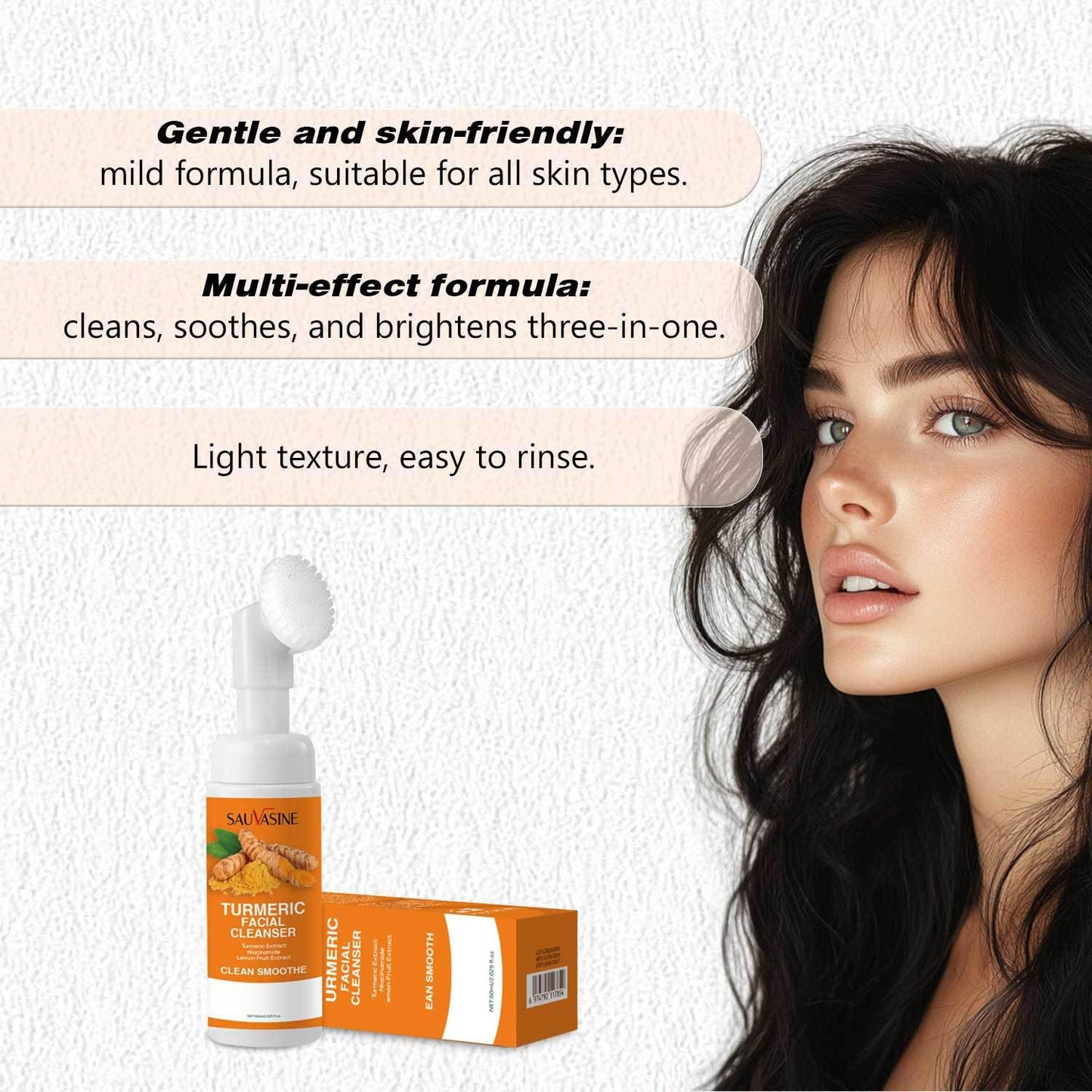 IZBEAUVO urmeric Face Wash, Turmeric Foaming Cleanser,Turmeric Facial Cleanser, Ultra-Gentle Clean And Clear Cleanser For Acne Prone Skin