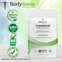 Bodygenix D-Mannose 1000mg Capsules High Strength UTI Treatment Immune System Support Vegan Food Supplement - 240 Capsules 8 Month Supply