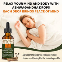 AureaSalus Liposomal Ashwagandha Drops 2000mg, Pure Natural Ashwagandha Extract, Enrich Probiotics & Black Pepper Extract, Stress Relieve Supplements, Increase Energy, 60ML (Pack of 1)