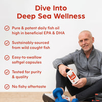 High Strength Omega 3 Fish Oil - 660mg EPA 440mg DHA per Serving. 60 Softgel Capsules for Heart, Brain & Vision - Made in The UK by Purolabs