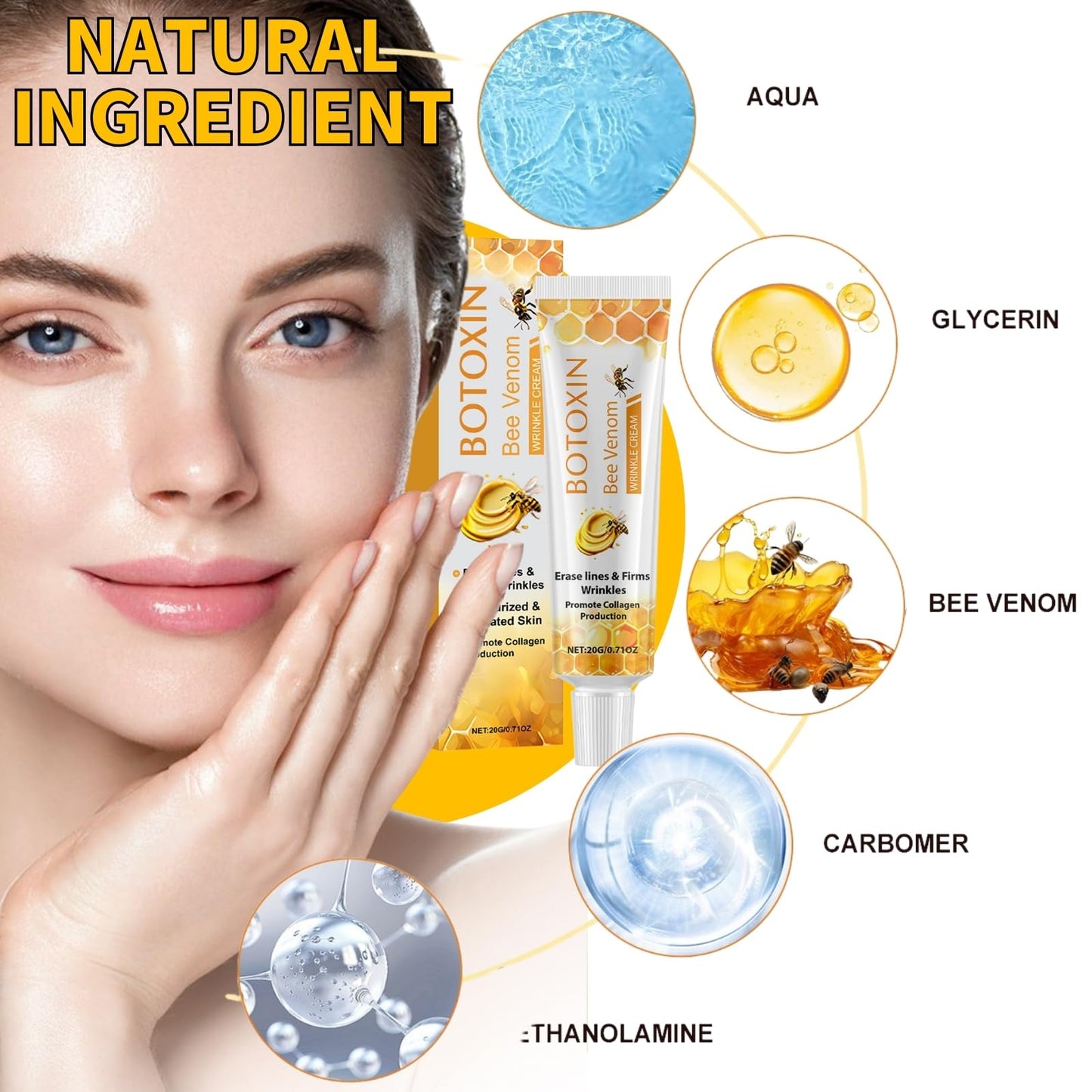Cureluxe Bee Venom Wrinkle Removal Cream - Bee Venom Cream - Anti Wrinkle Face Cream with Boto - Anti Aging Face Cream for Skin Firming - Face Moisturiser for Dry Skin - Deep Hydration & Skin Rejuvenation