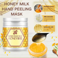 Wax Hand Mask, Honey Milk Hand Peeling Mask, Honey Hand Mask Moisturizing,Nourishing & Hydrating Hand Mask, Exfoliating Hand Wax,Hand Remove Dead Skin,Hand Skin Repair for Dry,Aging,Cracked Hands-170g