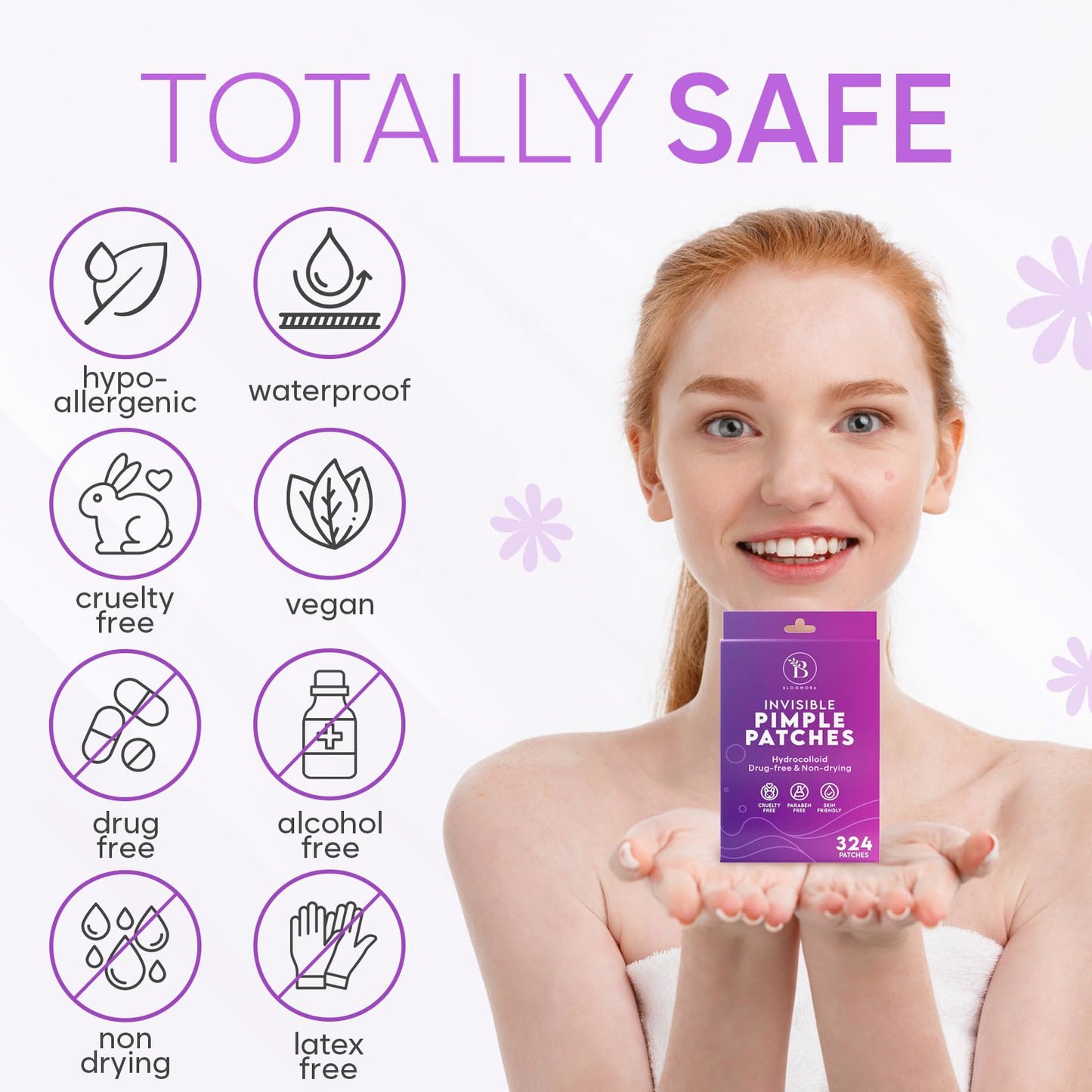 BLOOMORA Invisible Pimple Patches (324 Count), Pimple Patch for Face Care & Body, Spot Patches for Acne Treatment, Hydrocolloid Patches for Blemishes, Acne Patch Spot Remover (S/L)