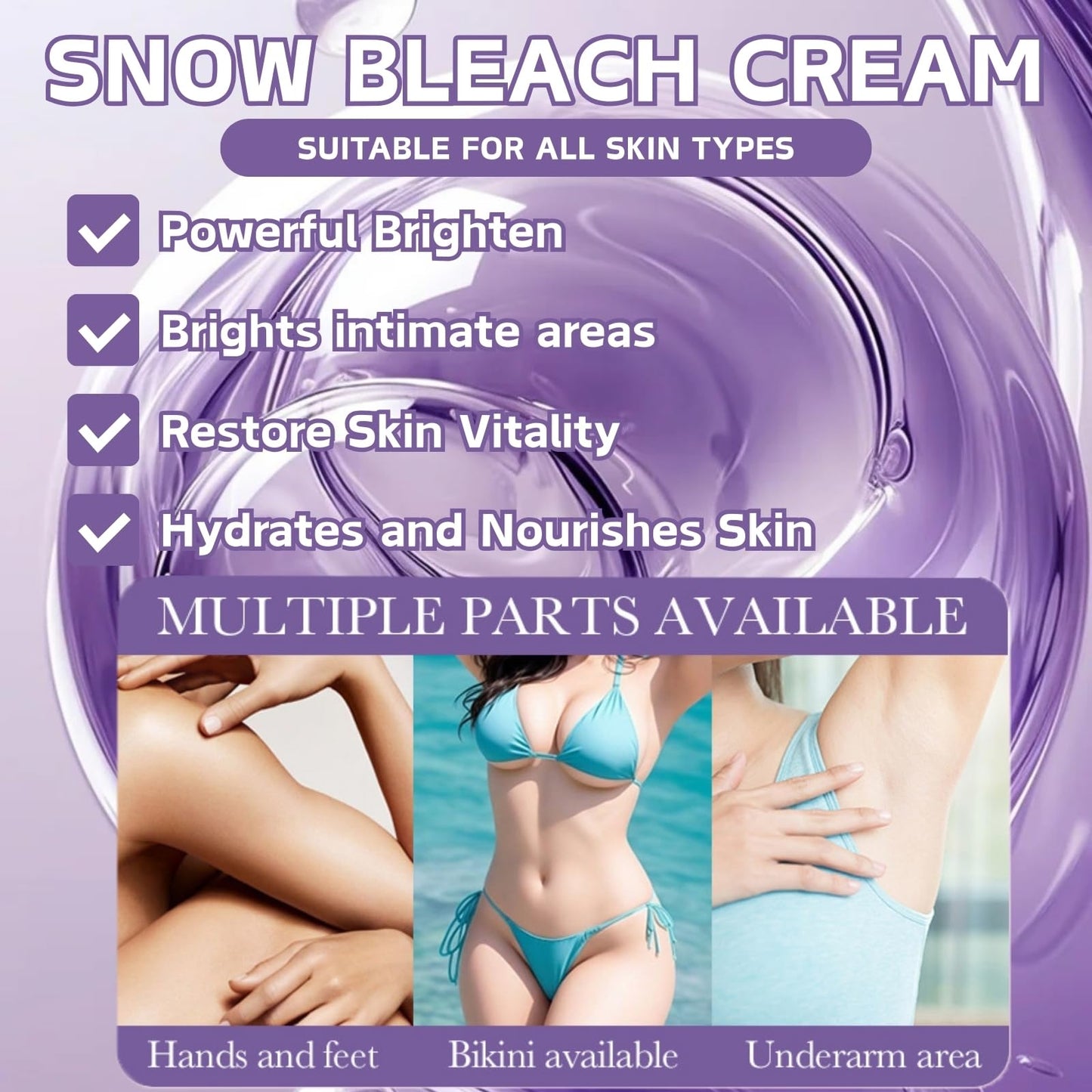 Snow Bleach Skin Whitening Cream - Dark Skin Whitening Cream for Women - Skin Lightening Cream for Dark Skin - Skin Bleaching Cream with Niacinamide,Arbutin,Vitamin C - Skin Bleach for Private,Leg,Arm
