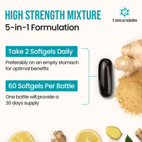 Lumarejebo Liposomal Vertigo Softgel 1600mg, Inner Ear Balance Supplement with Ginger & Ginkgo Extract, Relieve Motion Sickness & Dizziness, 60 Softgels