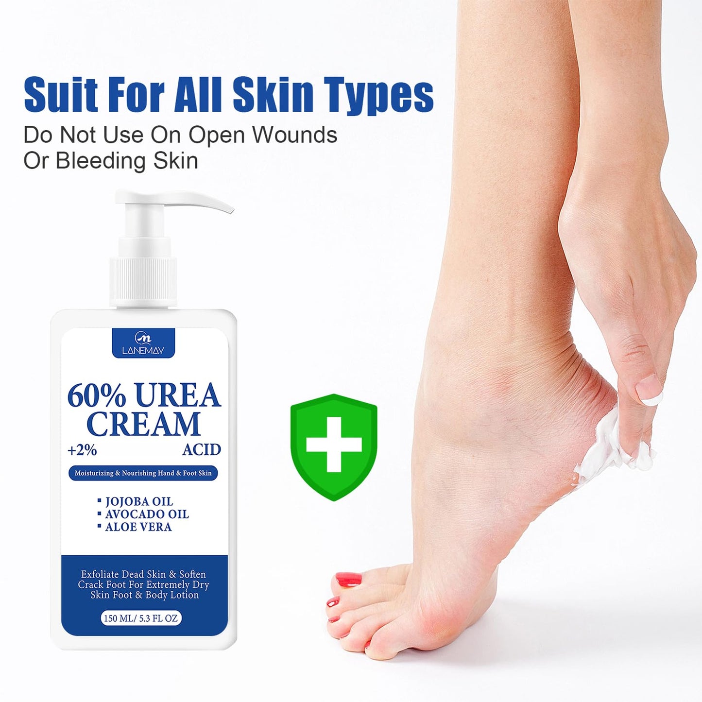 ChicNana 60% Urea Cream,Urea Foot Cream,Foot Cream for Cracked Heels and Dry Skin Athletes Foot Cream Cracked Heel Repair Cream Cracked Heel Repair Cream for Feet and Hand 150g