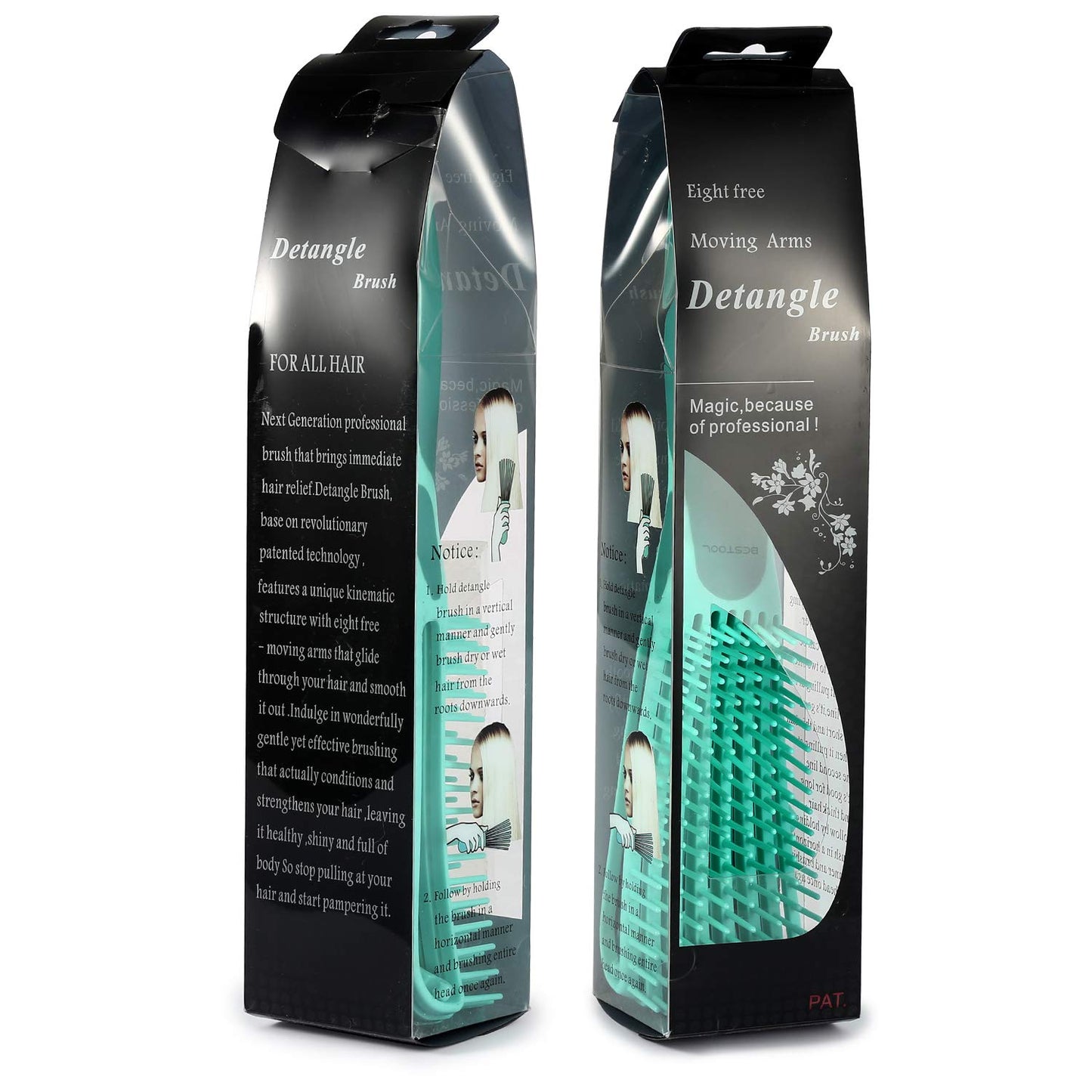 BESTOOL Detangle Hair Brush, Detangling Brush for Black Natural Hair Curly Afro 3/4abc Texture, Curly Hair Brush Faster and Easier Detangle Wet or Dry Hair with No Pain (Green)