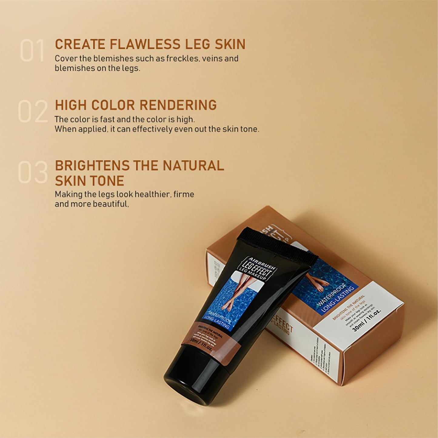 SHEBEEDO Leg Makeup Waterproof,Leg Vein Concealer,Leg & Body Scar Concealer,Tattoo Cover Up Makeup,Travel Size Body Makeup for Legs,Leg Makeup Lotion,Light Makeup Concealer,Full Coverage Concealer (03# 30ml)