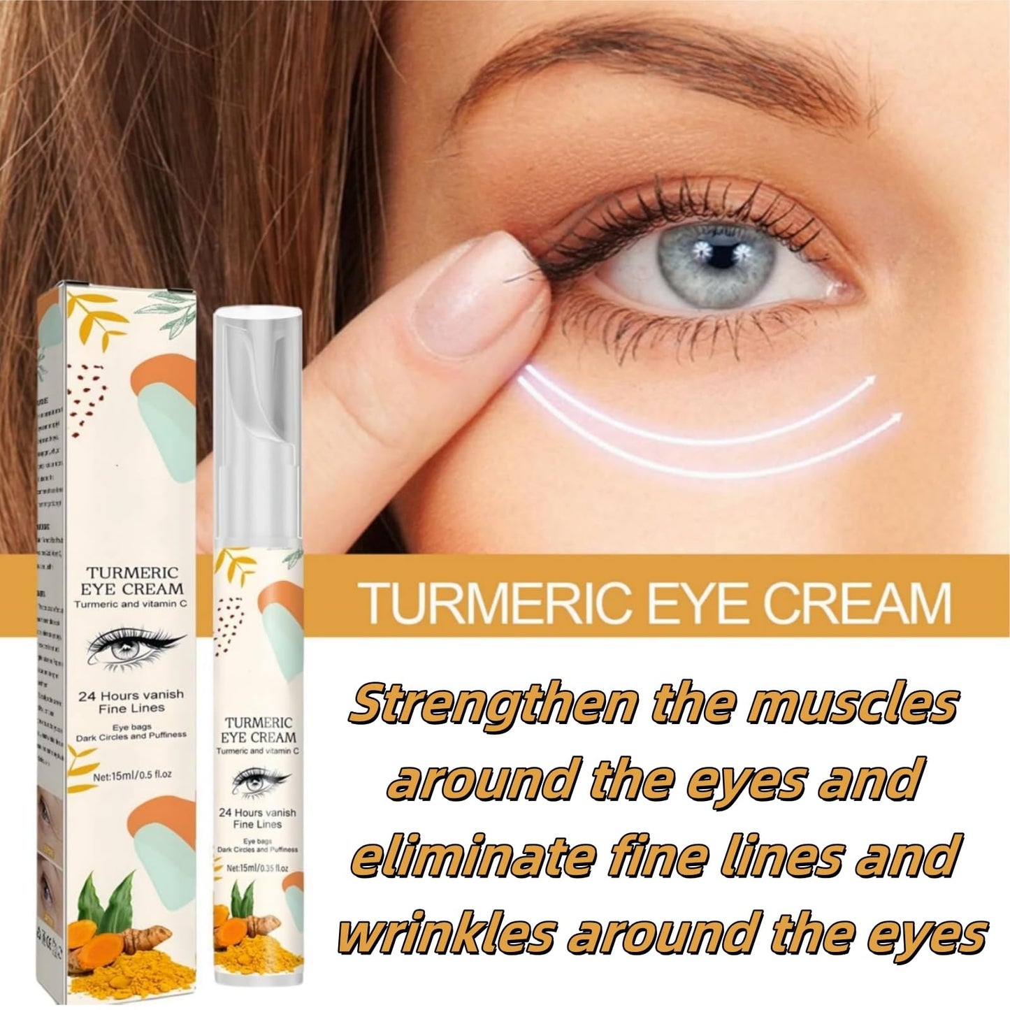 Turmeric Eye Cream,Dark Circle Eye Cream,Anti Wrinkle E-ye Cre-am,Turmeric Serum For Face,Retinol Serum Anti Aging,Reduces Fine Lines, For Dull E-ye Skin,Turm-eric Balm For Radiant&Glowing Skin