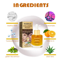 Collagen Boost - Collagen Serum For Face - With Collagen, Organic Aloe Vera, Vitamin C - Greasy - Lighten Dark Spots,Anti Aging & Wrinkle - For Youthful, Radiant & Dewy Skin (3PC)