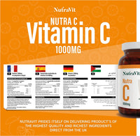 NUTRA C - Vitamin C 1000mg - 30 Chewable Tablets - High Strength Vegan Tablets - Gluten Free | Orange Flavoured - with Rosehip, Hesperidin & Acerola - Manufactured in a UK MHRA GMP Facility - NUTRAVIT