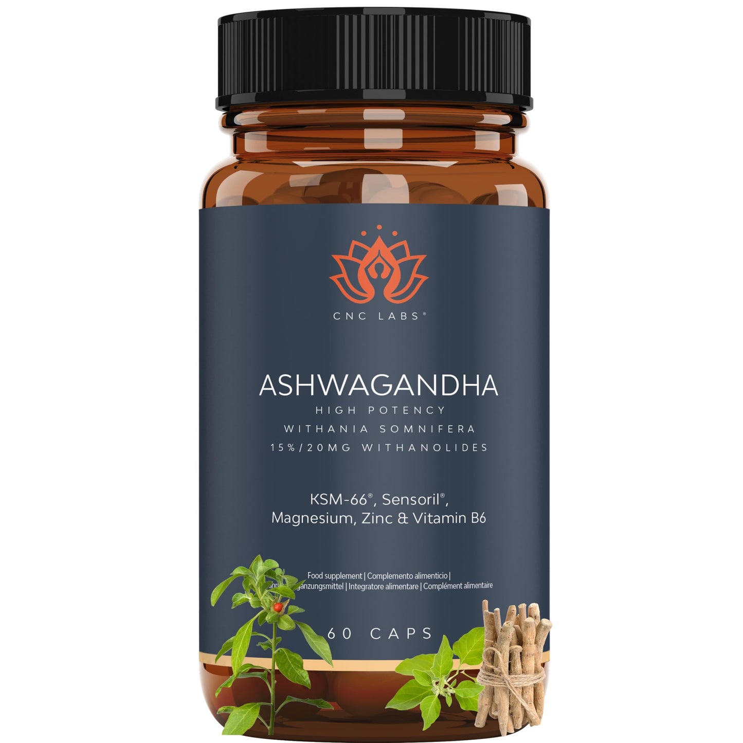 Ashwagandha Very High Potency, Adaptogen and Nootropic with KSM-66 + Sensoril (15-20% Withanolides), Deep Sleep, Wellness, Energy, Concentration, 2 Months, Combination of 2 Powerful Ashwagandhas
