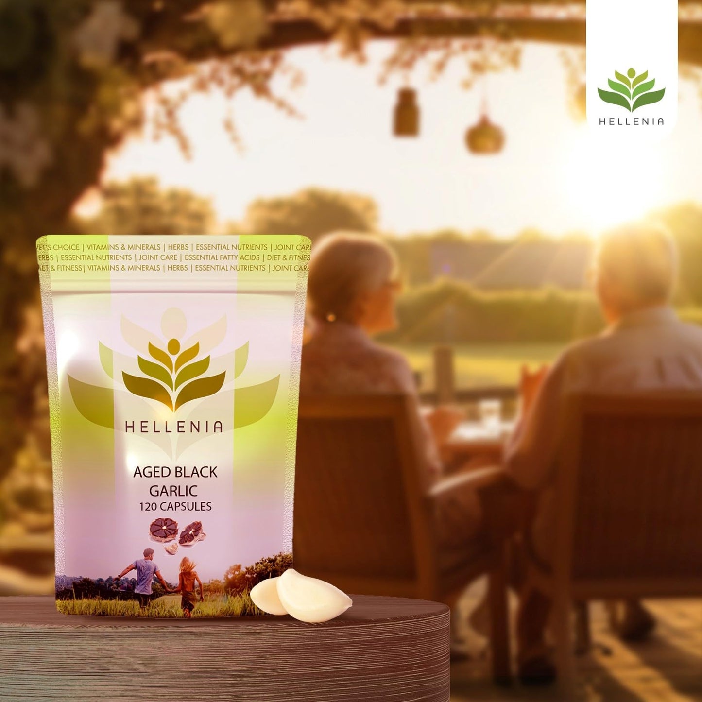 Hellenia Aged Garlic 12,000mg | 120 Capsules | Antioxidant and Cholesterol Support | Vegan and Gluten Free